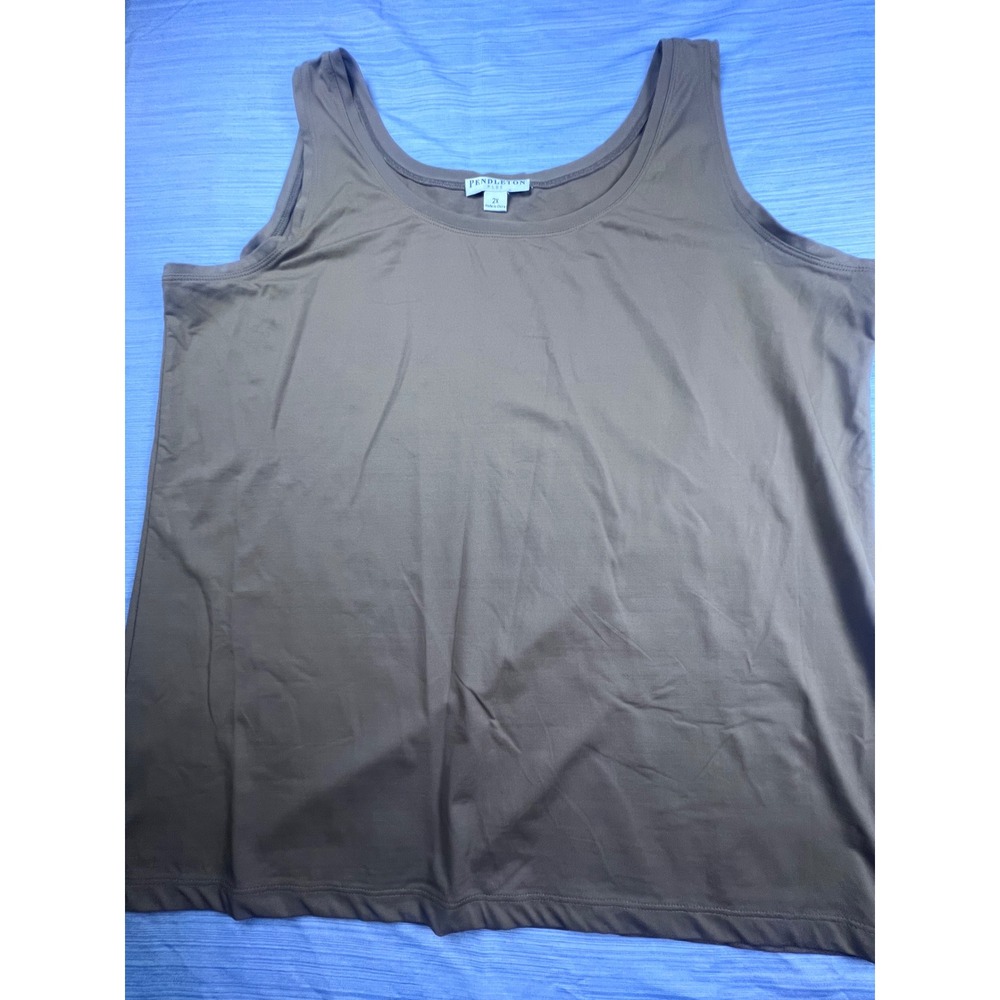 Pendleton Plus Womens‎ 2X Brown Scoop Neck Tank Top Sleeveless Stretch Basic